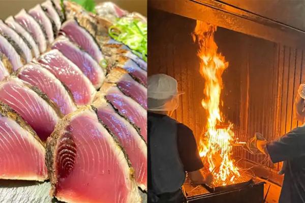 大迫力の藁(わら)焼き！静岡・焼津で、鰹のたたきづくり体験
