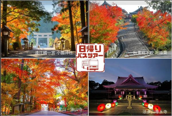 遠州屈指の紅葉の名所「小國神社」と法多山尊永寺ライトアップ観賞～精進料理の昼食付～日帰りバスツアー◎