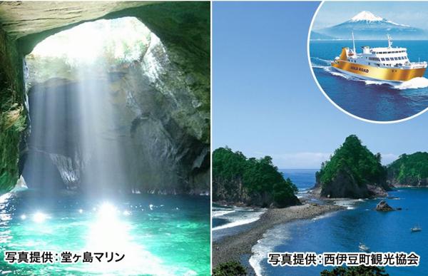 【幻の海の道を歩いて渡る！】青の洞窟と伊豆堂ヶ島トンボロ周遊バス